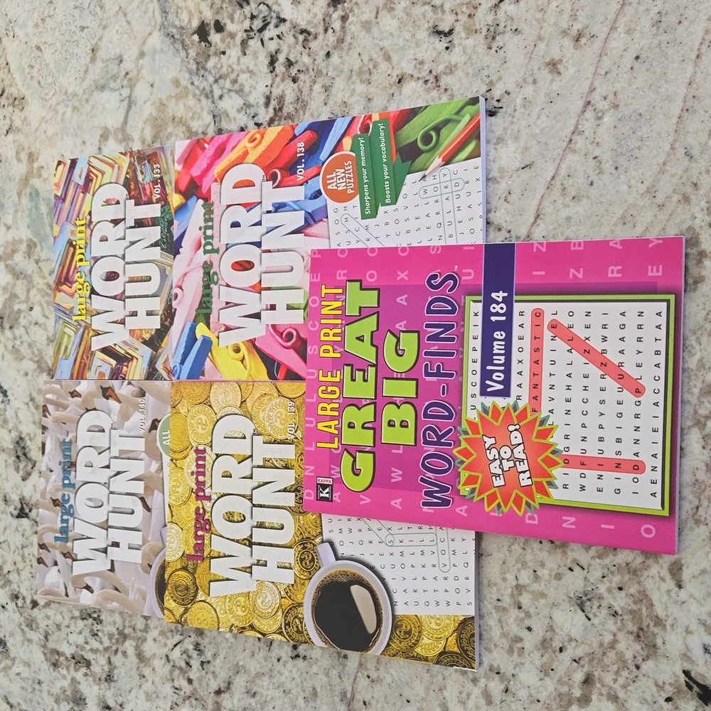 Word Search Word Hunt Puzzle Books Large Print Set of 5 New